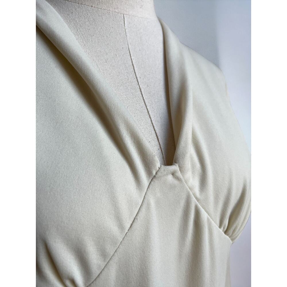 Vintage 70s Ivory Maxi Dress | Long Sleeve Gown | Mod Wedding | Size M - Picture 3 of 9